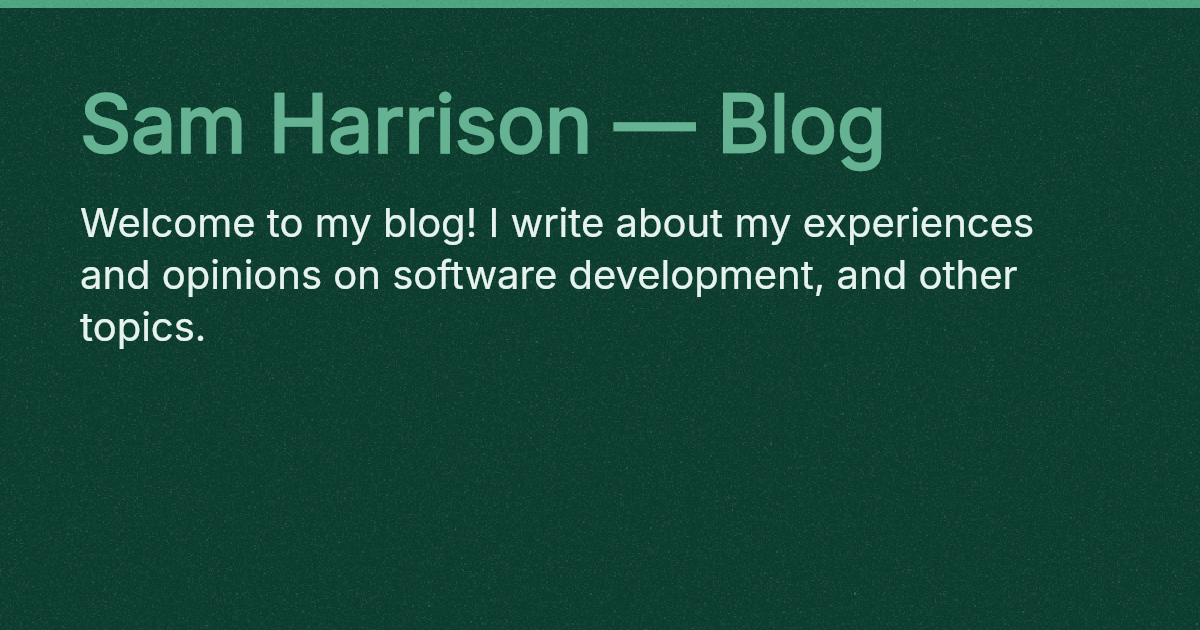 Sam Harrison — Blog